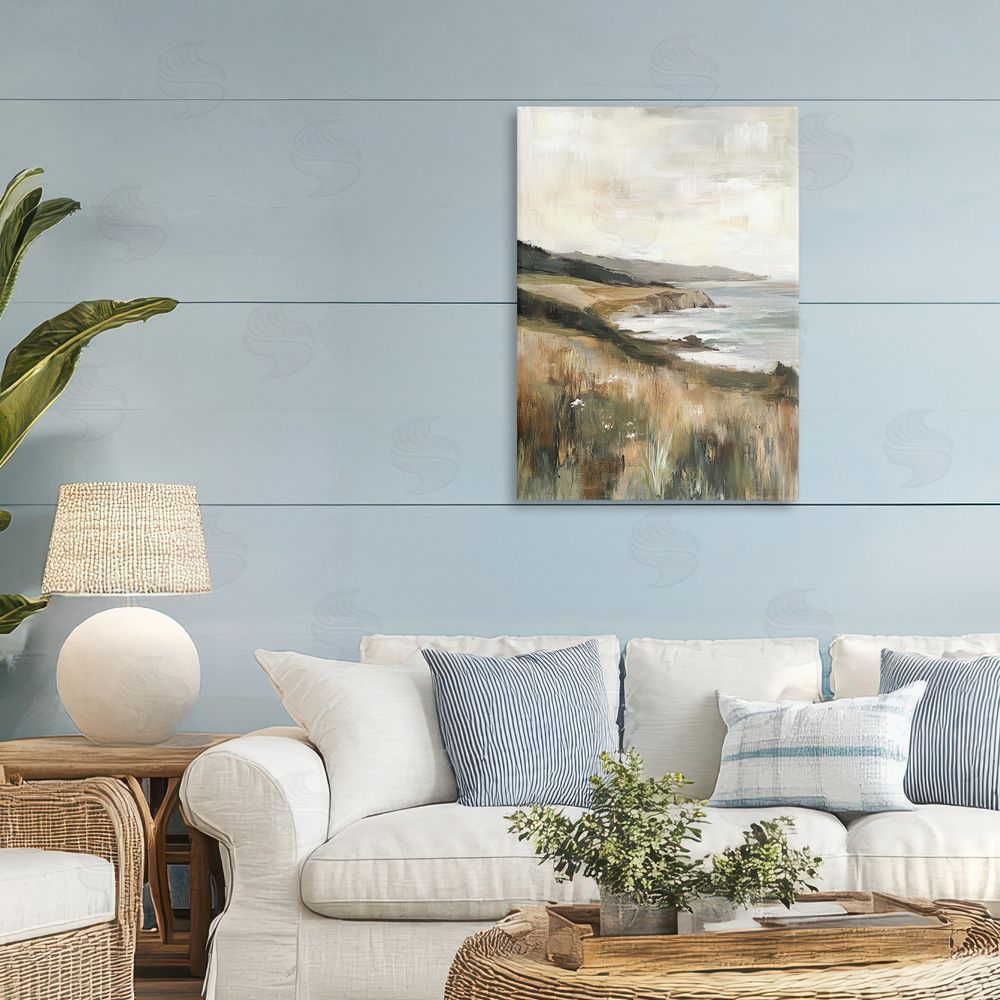 Petal Prints Design Northern Coast Cliffside Stretched Canvas Wall Art in Room