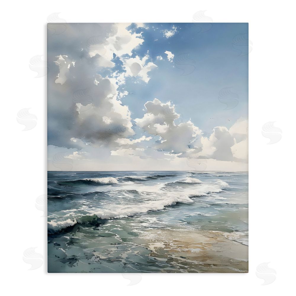 Franklyn Gregory Soft Waves & Clouds Stretched Canvas Wall Art Print
