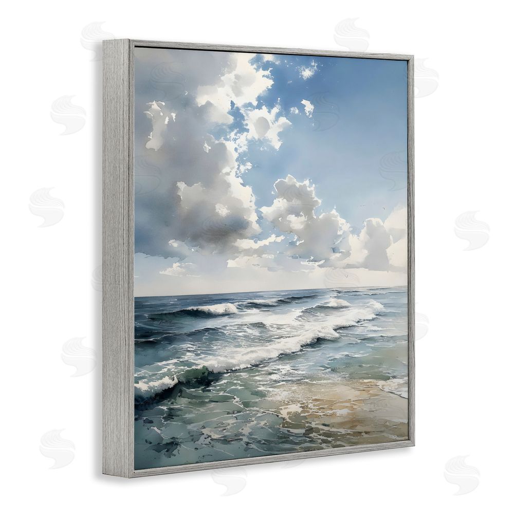 Franklyn Gregory Soft Waves & Clouds Gray Framed Giclee Wall Art Print