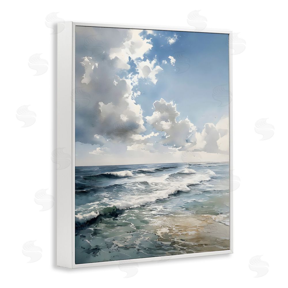 Franklyn Gregory Soft Waves & Clouds White Framed Giclee Wall Art Print