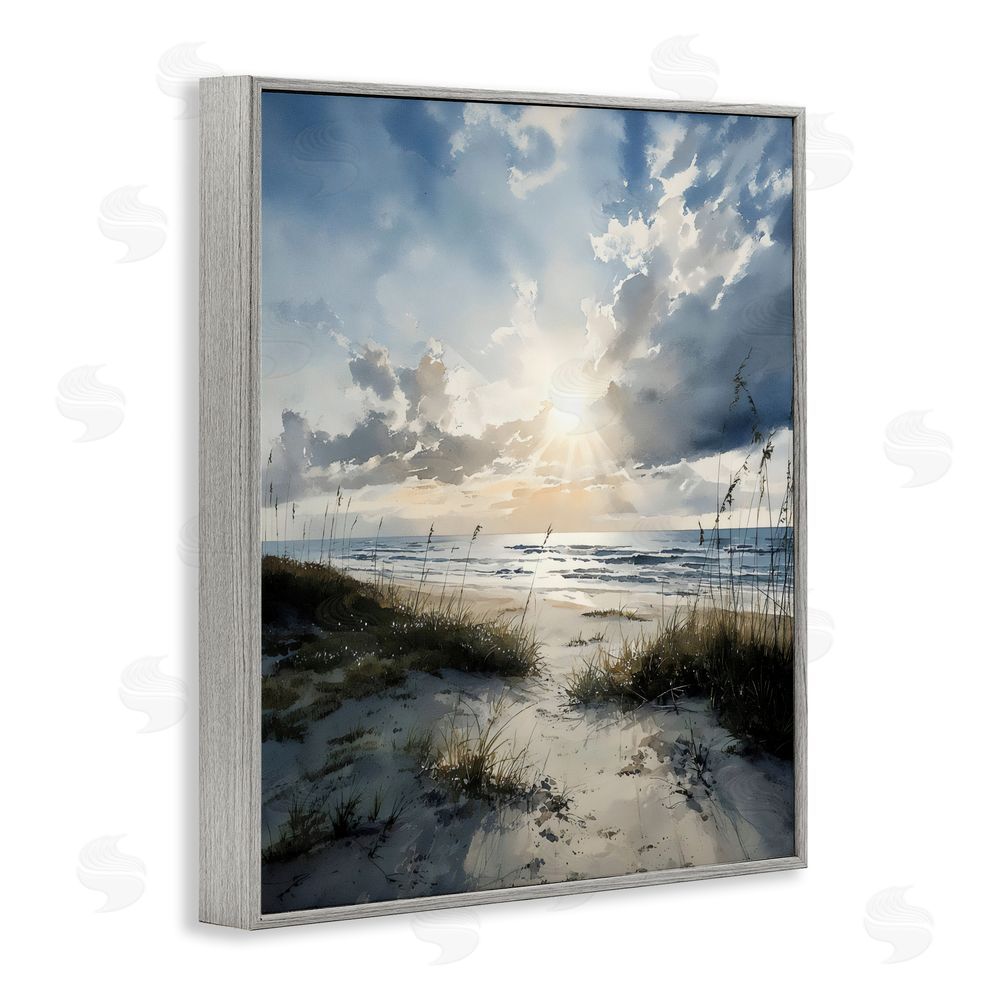 Franklyn Gregory Sunshine On The Beach Gray Framed Giclee Wall Art Print