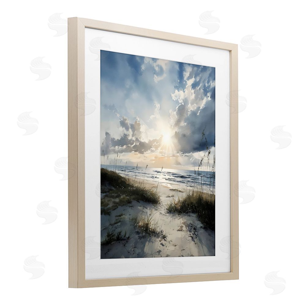 Franklyn Gregory Sunshine On The Beach Brown Framed Print Under Glass with White Mat Wall Art