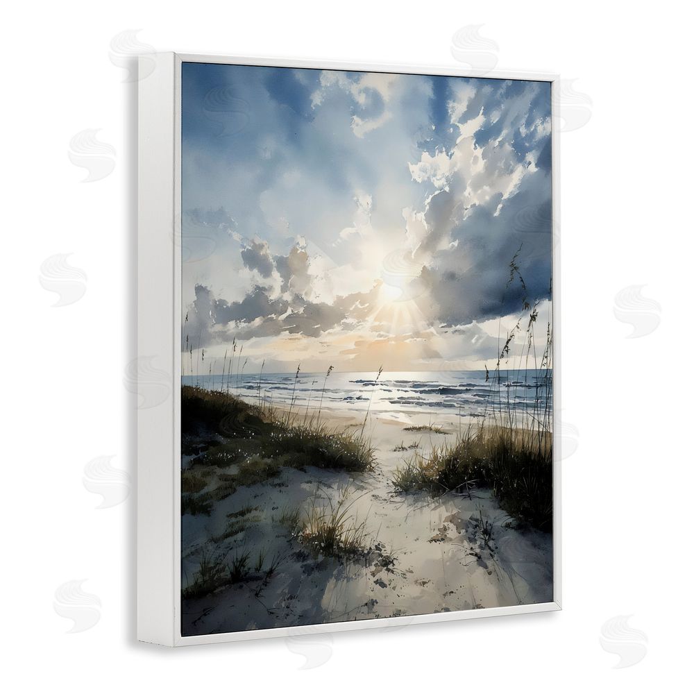 Franklyn Gregory Sunshine On The Beach White Framed Giclee Wall Art Print