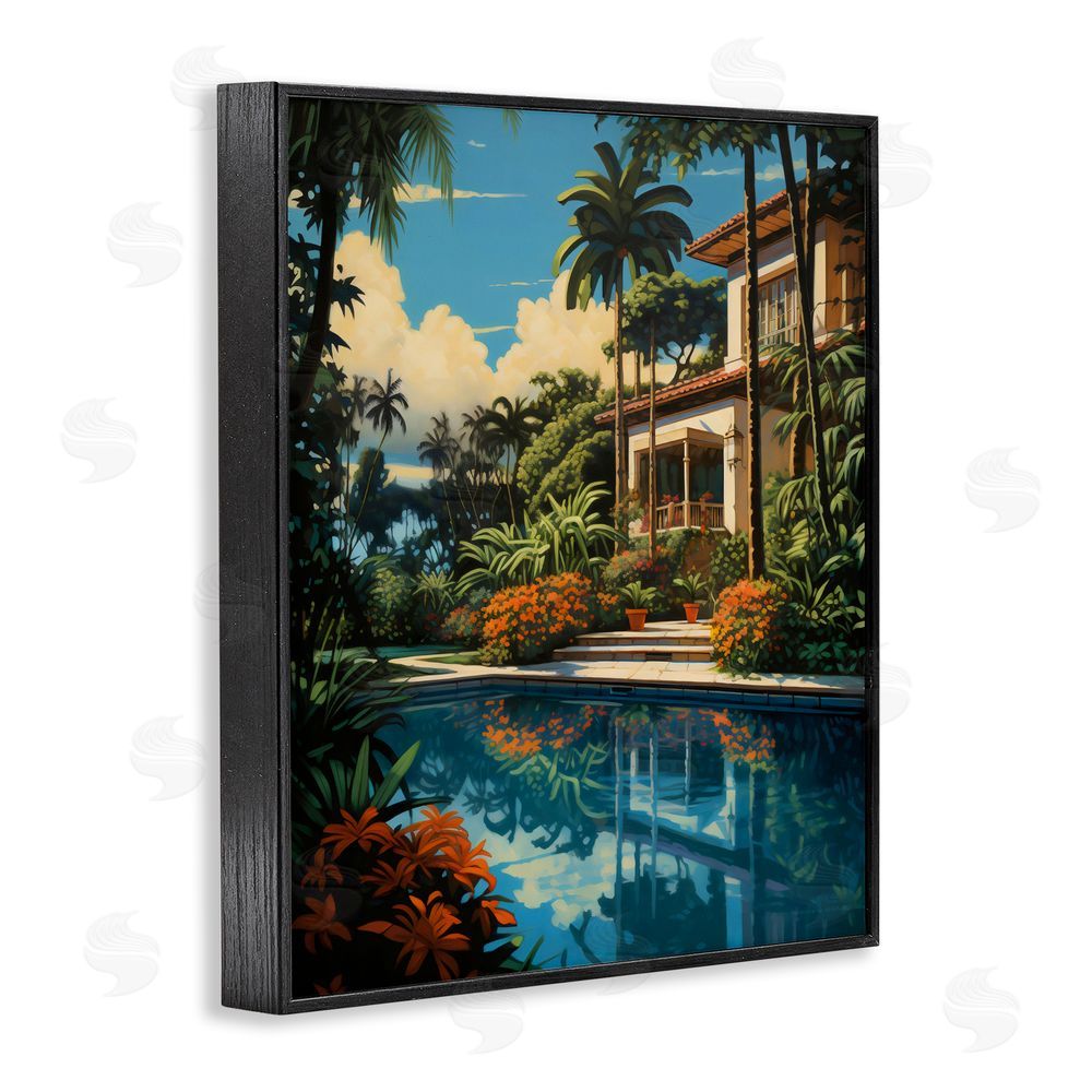 Creative Studio Tropical Tranquility Villa Black Framed Giclee Wall Art Print