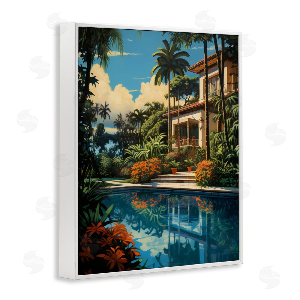 Creative Studio Tropical Tranquility Villa White Framed Giclee Wall Art Print