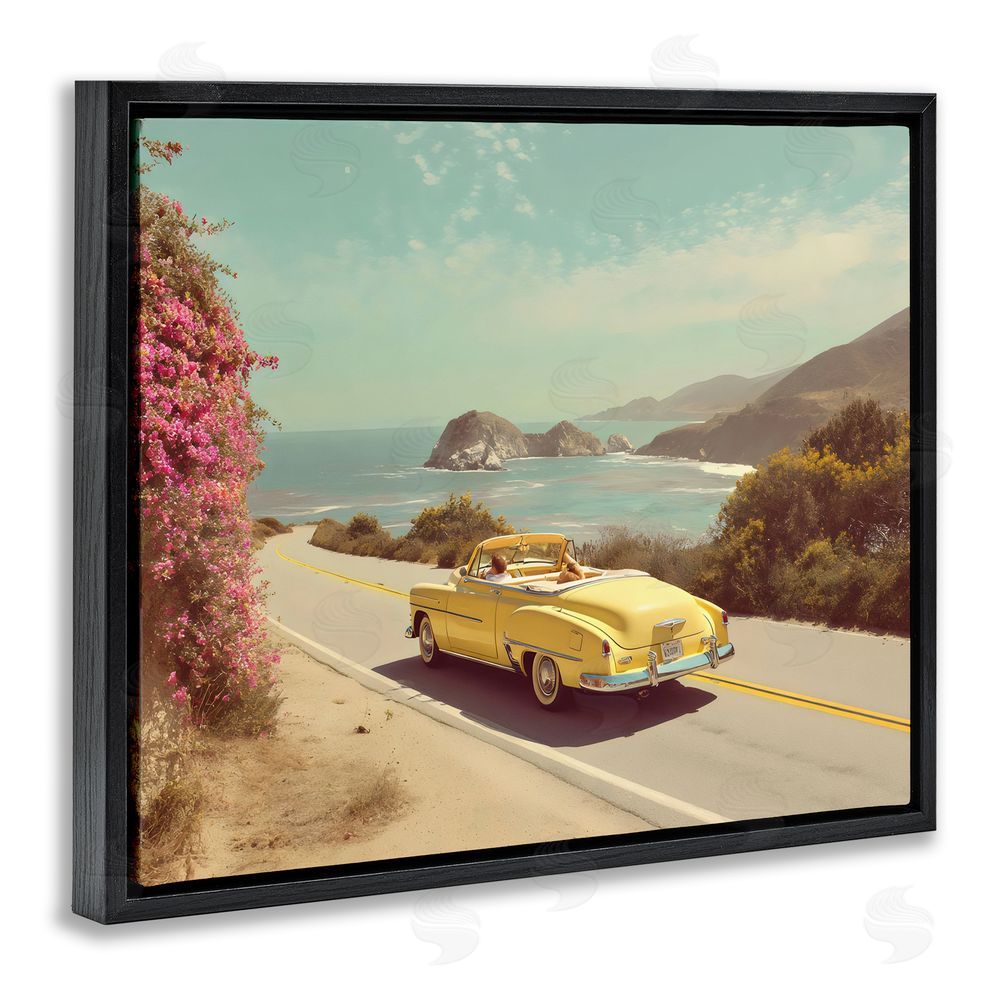 Franklyn Gregory Vintage Yellow Ride Black Floating Framed Canvas Wall Art Print