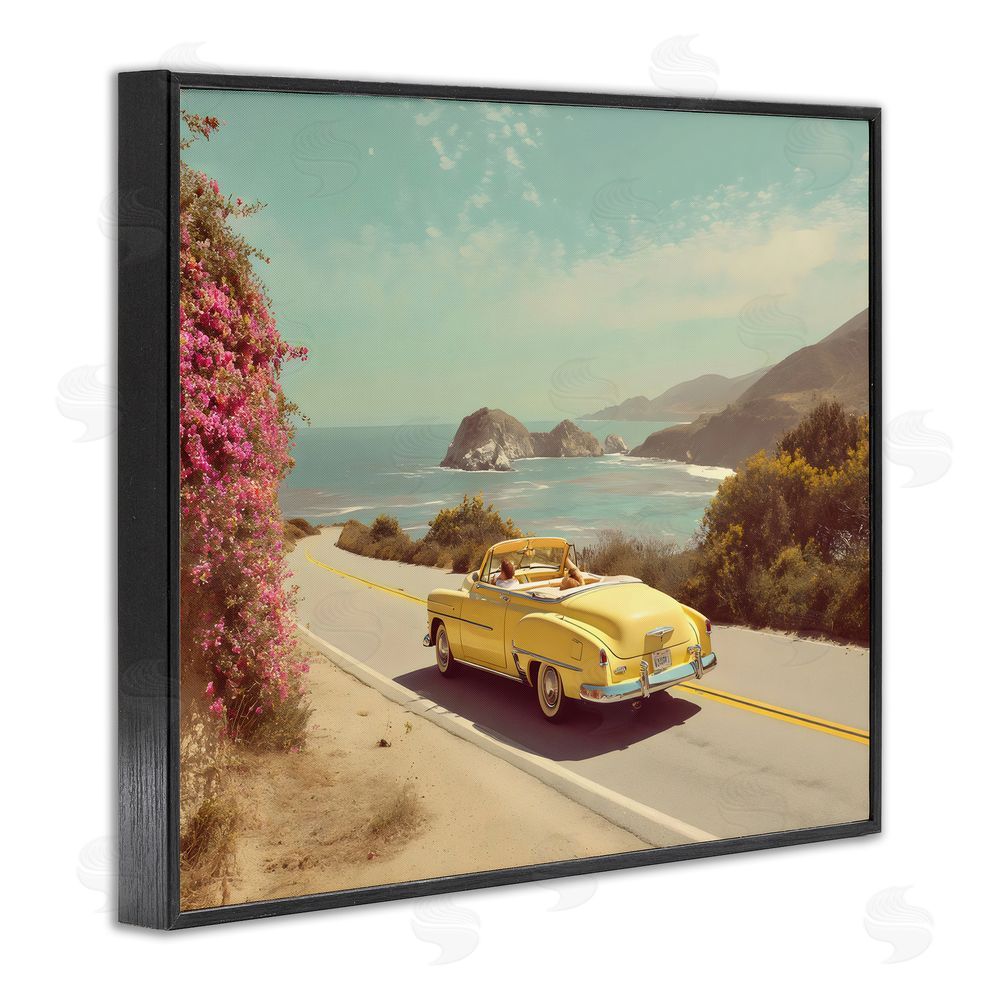 Franklyn Gregory Vintage Yellow Ride Black Framed Giclee Wall Art Print