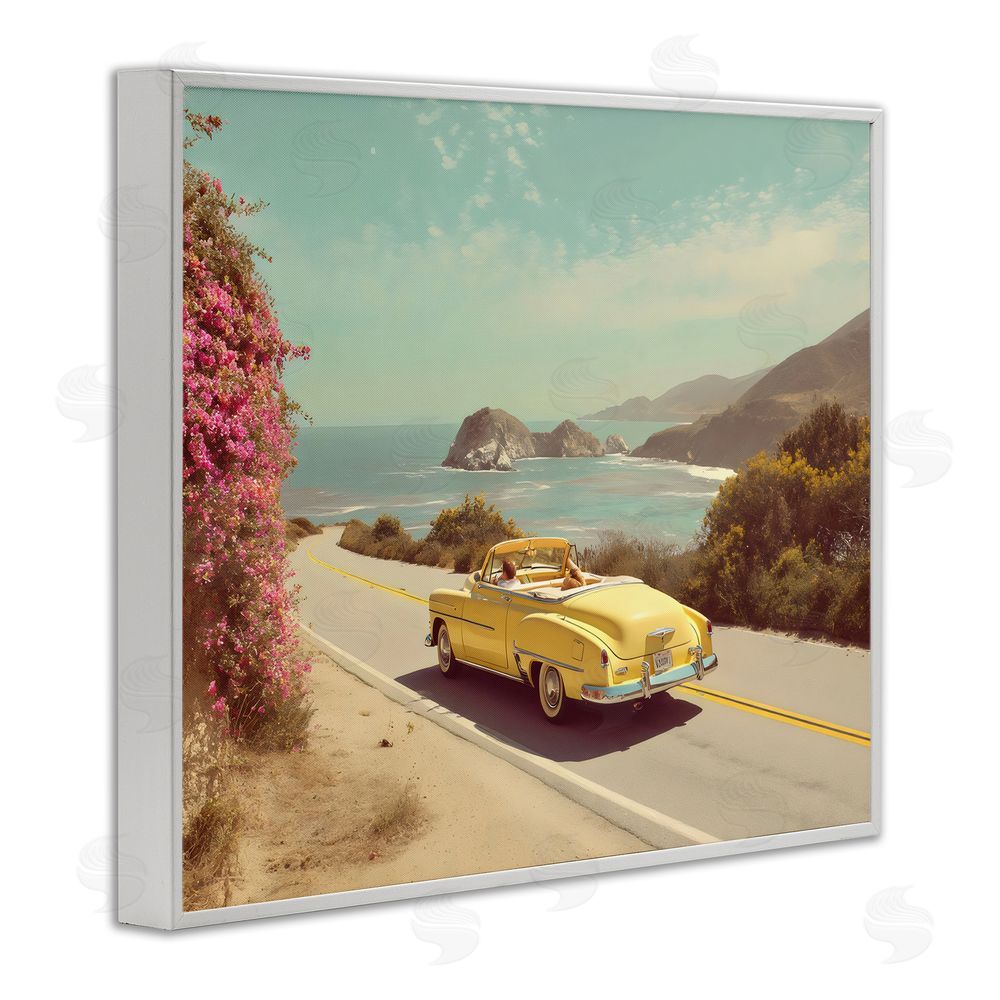 Franklyn Gregory Vintage Yellow Ride White Framed Giclee Wall Art Print