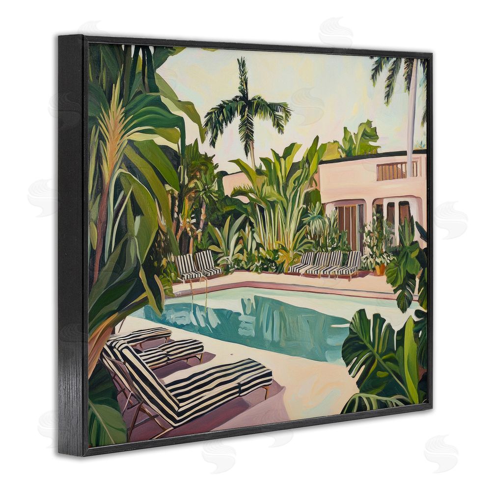 Sisi and Seb Poolside Resort Lounge Chairs Black Framed Giclee Wall Art