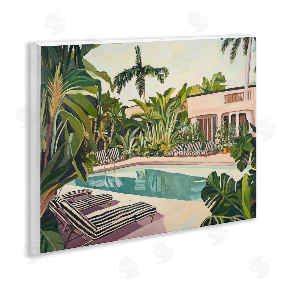 Sisi and Seb Poolside Resort Lounge Chairs Wall Plaque Home Decor Art Print