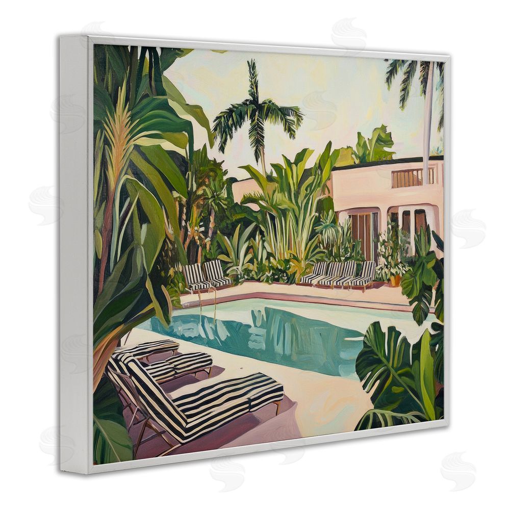 Sisi and Seb Poolside Resort Lounge Chairs White Framed Giclee Wall Art
