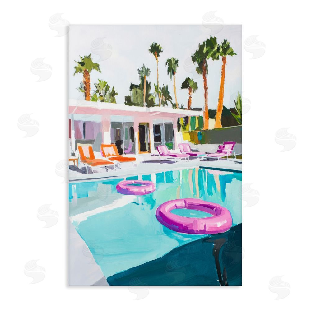 Sisi and Seb Palm Springs Poolside Impression Stretched Canvas Wall Art