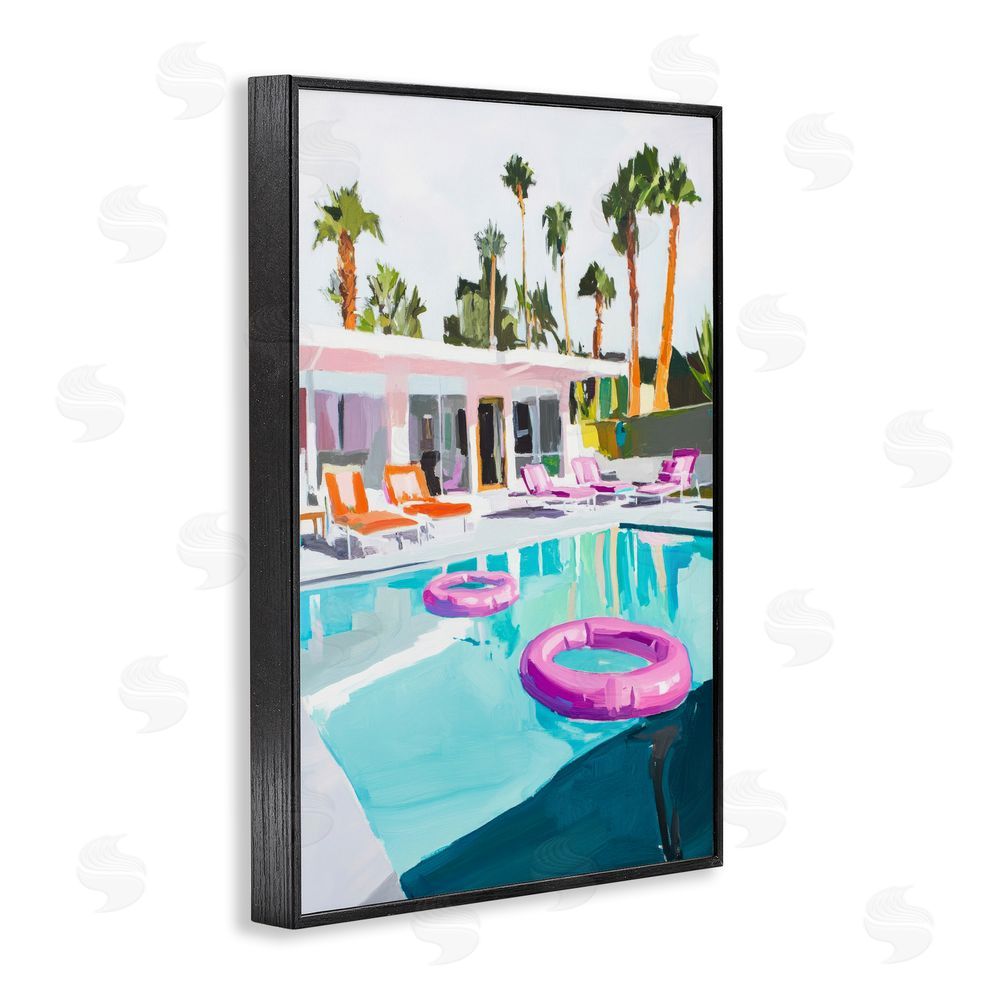 Sisi and Seb Palm Springs Poolside Impression Black Framed Giclee Wall Art