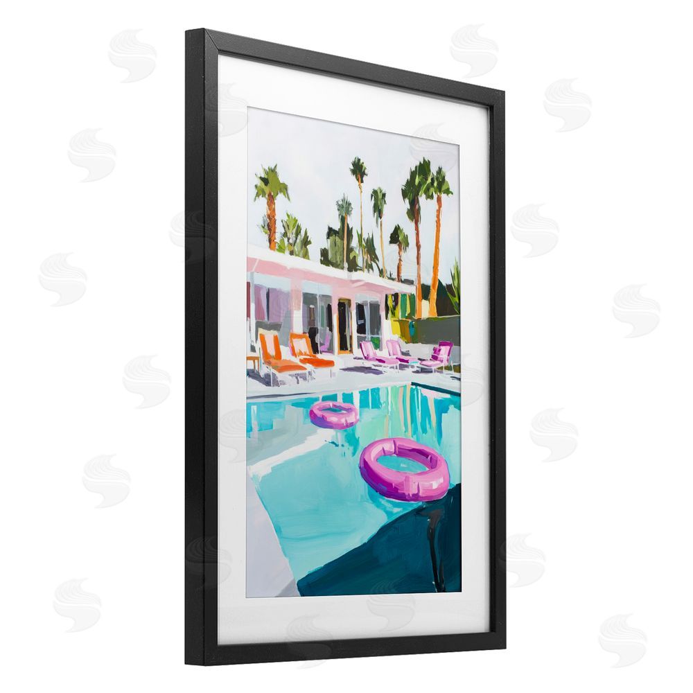 Sisi and Seb Palm Springs Poolside Impression Black Framed Print Under Glass Wall Art