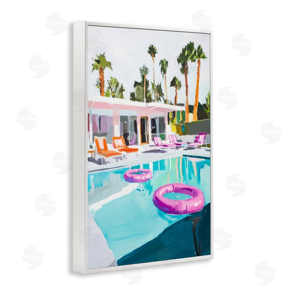 Sisi and Seb Palm Springs Poolside Impression White Framed Giclee Wall Art