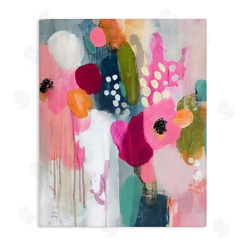 Riley B Paint Drip Blooms Cascade Stretched Canvas Wall Art