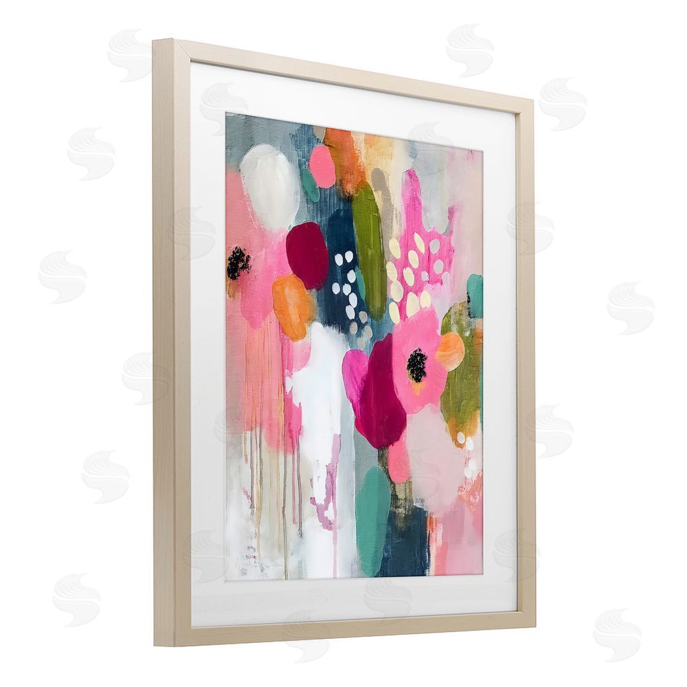 Riley B Paint Drip Blooms Cascade Brown Framed Print Under Glass Wall Art