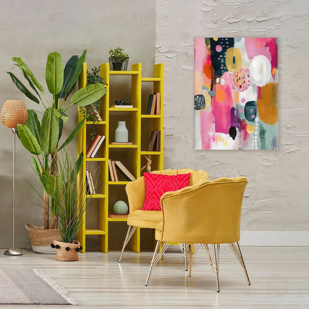 Riley B Abstract Blooms Cascade Stretched Canvas Wall Art Print in Room