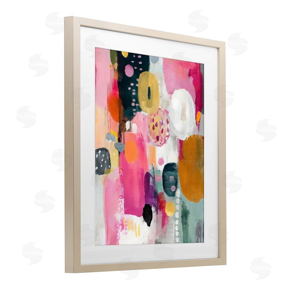 Riley B Abstract Blooms Cascade Brown Framed Print Under Glass with Matting Wall Art