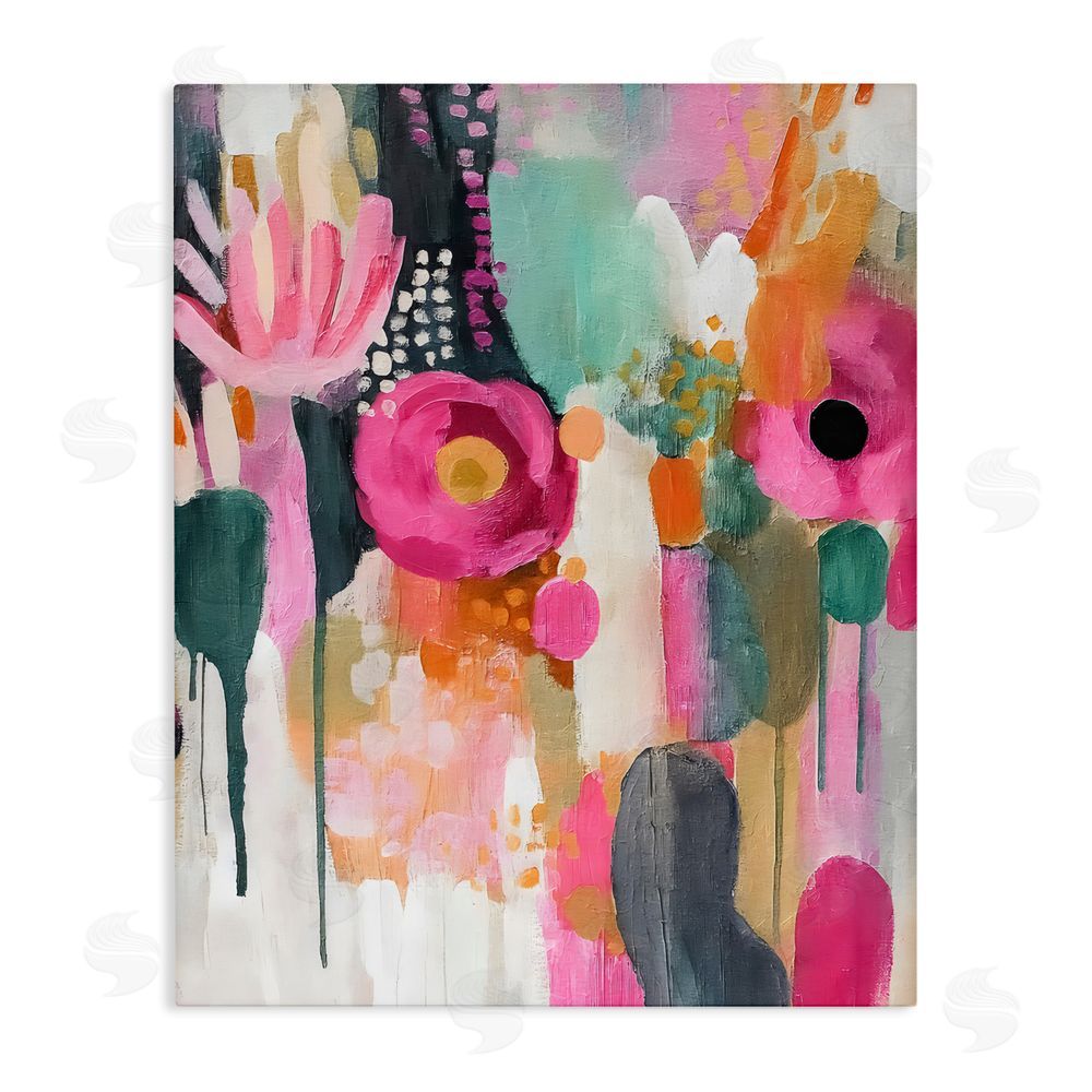 Riley B Dripping Blooms Cascade Stretched Canvas Wall Art