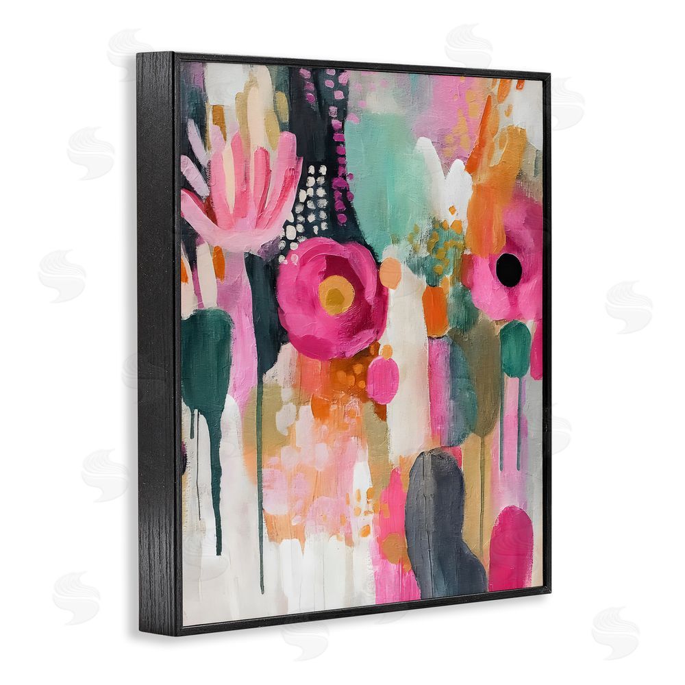 Riley B Dripping Blooms Cascade Black Framed Giclee Wall Art Print