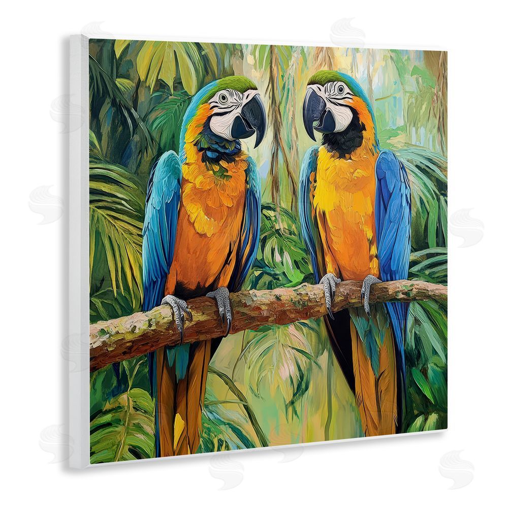 Petal Prints Design Two Macaws Among Foliage Wall Plaque Printed Art
