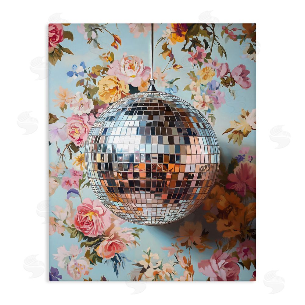 LSR Design Studio Floral Disco Ball Reflection Stretched Canvas Wall Art Print