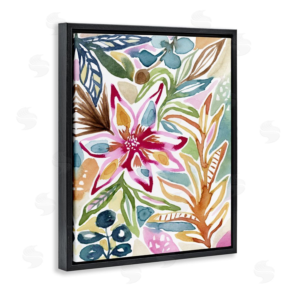 Lisa Nohren Vibrant Garden Impressions Black Floating Framed Canvas Wall Art Print