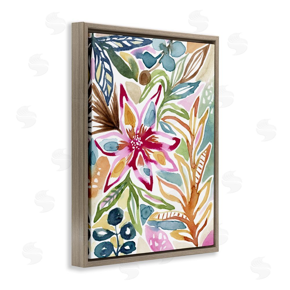 Lisa Nohren Vibrant Garden Impressions Brown Floating Framed Canvas Wall Art Print