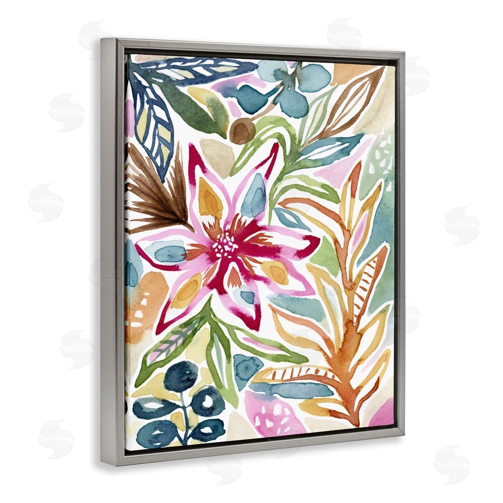 Lisa Nohren Vibrant Garden Impressions Gray Floating Framed Canvas Wall Art Print