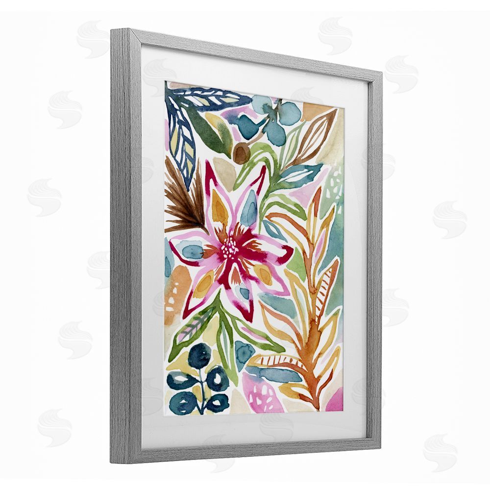 Lisa Nohren Vibrant Garden Impressions Gray Framed Print Under Glass with White Mat Wall Art