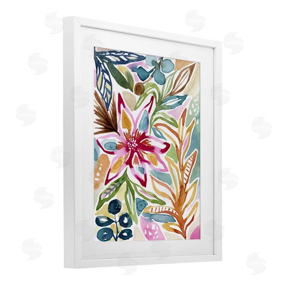 Lisa Nohren Vibrant Garden Impressions White Framed Print Under Glass with White Mat Wall Art