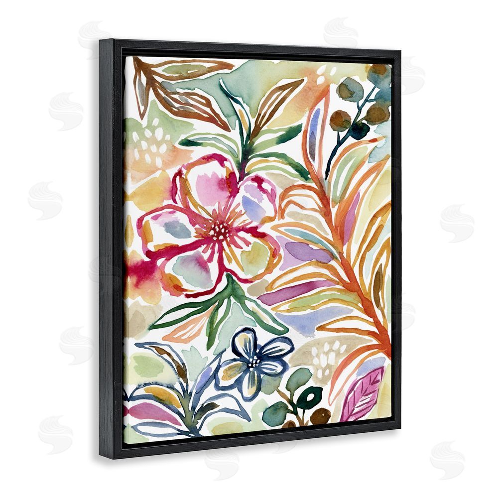 Lisa Nohren Colorful Garden Impressions Black Floating Frame Canvas Wall Art Print