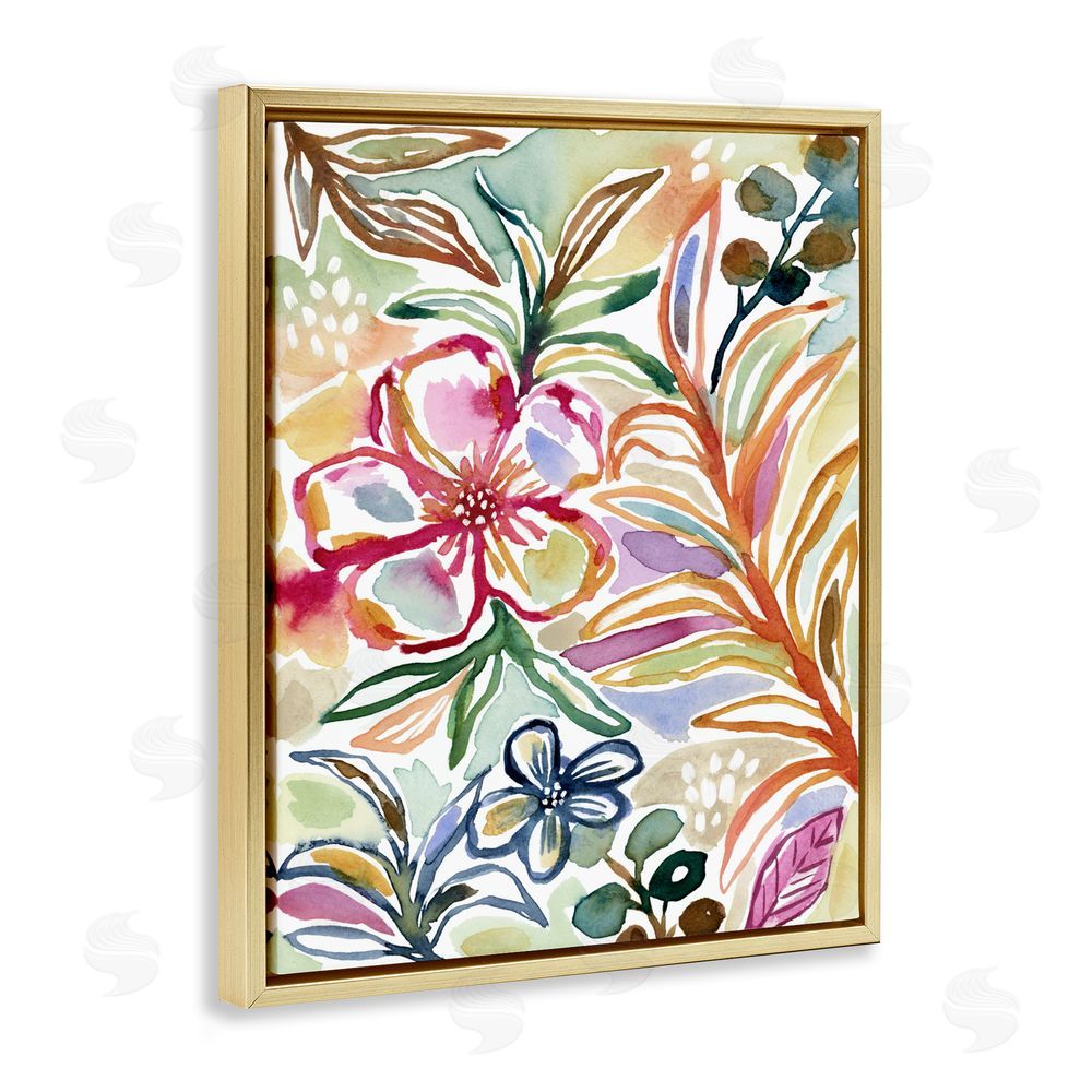 Lisa Nohren Colorful Garden Impressions Gold Floating Frame Canvas Wall Art Print