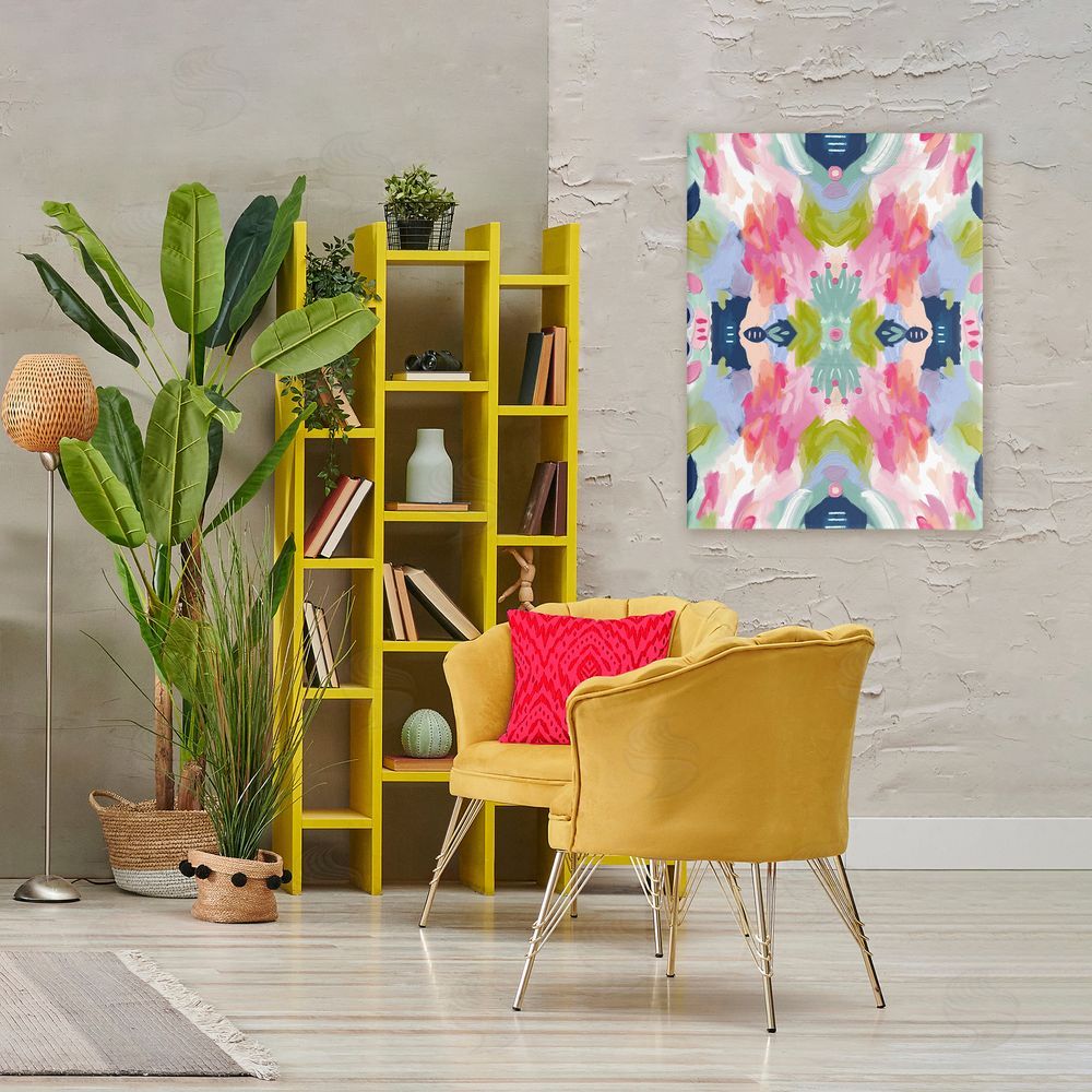 Lisa Nohren Kaleidoscopic Floral Mandala Stretched Canvas Wall Art in Room
