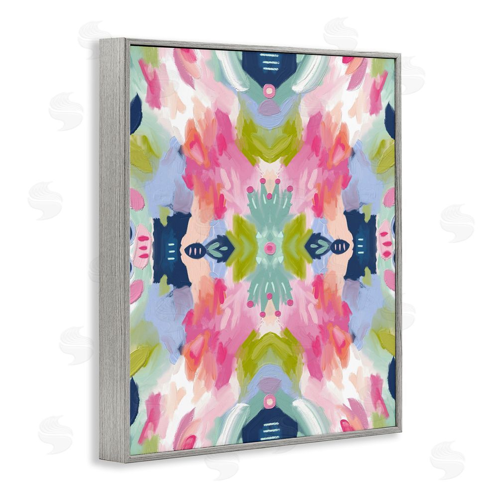 Lisa Nohren Kaleidoscopic Floral Mandala Gray Framed Giclee Wall Art