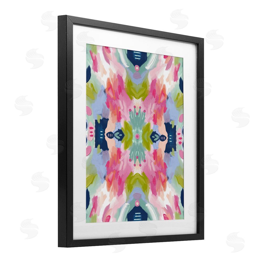 Lisa Nohren Kaleidoscopic Floral Mandala Black Framed Print Under Glass Wall Art
