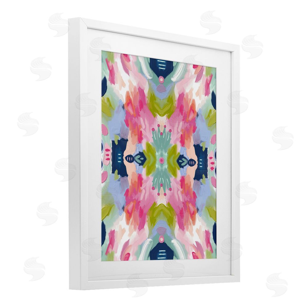 Lisa Nohren Kaleidoscopic Floral Mandala White Framed Print Under Glass Wall Art