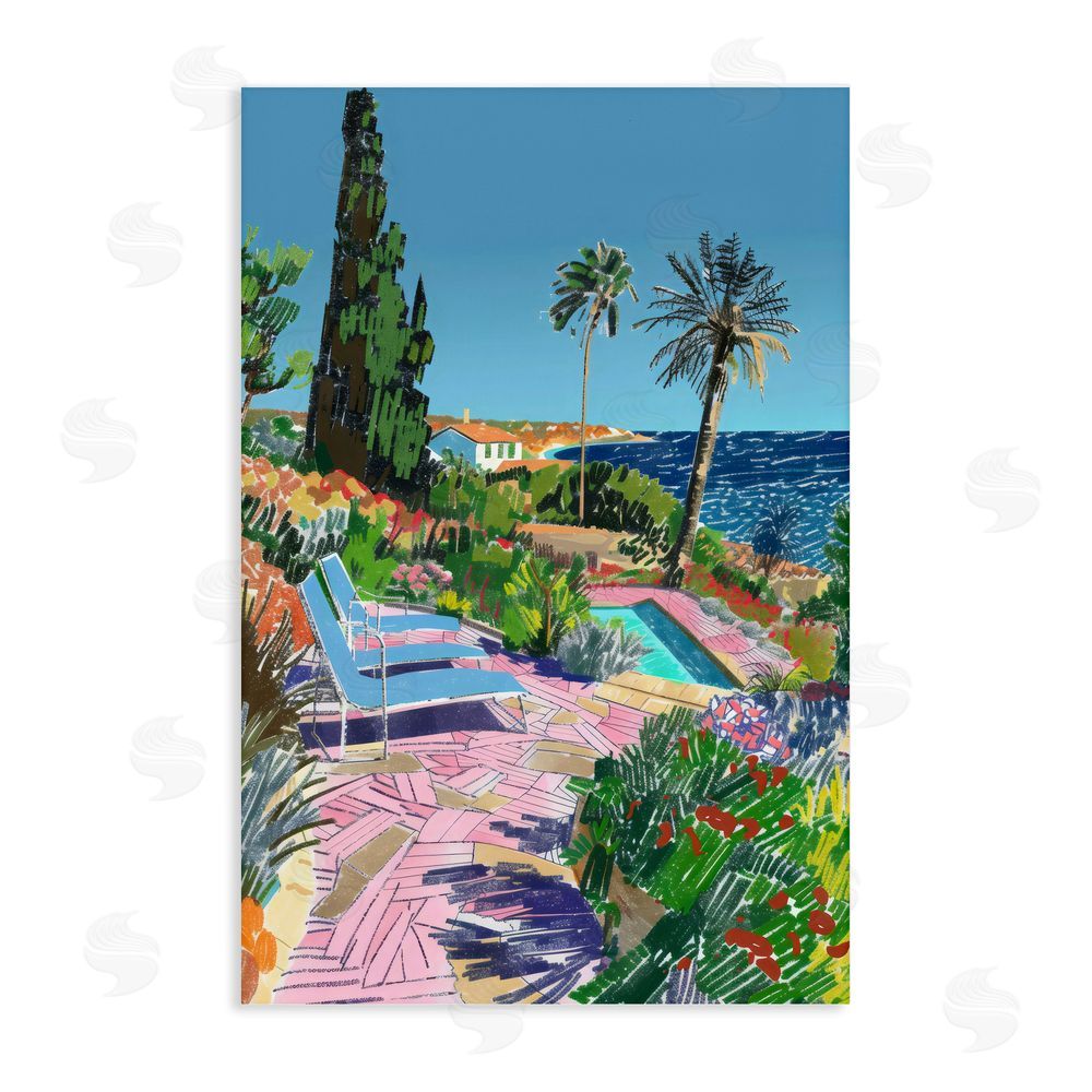 Creative Studio Pool View to Ocean Stretched Canvas Wall Art