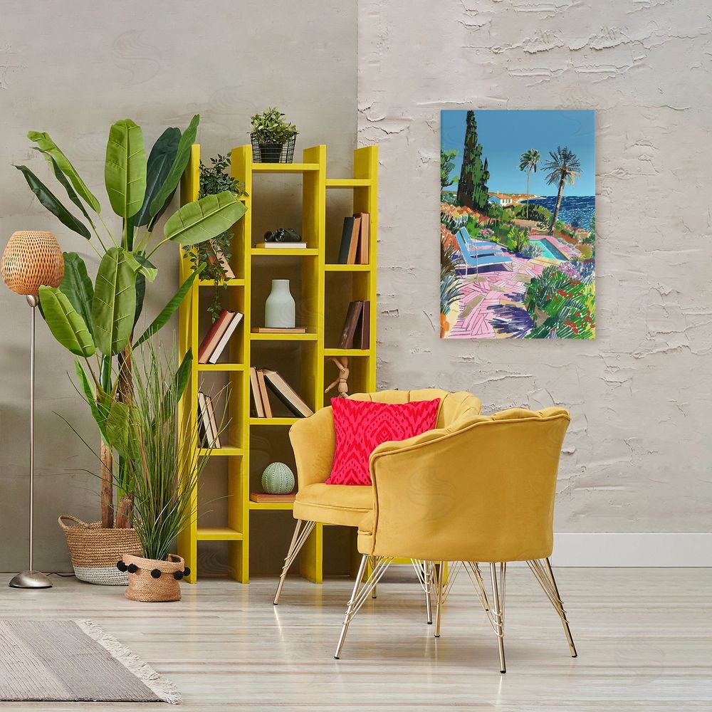 Creative Studio Pool View to Ocean Stretched Canvas Wall Art in Room
