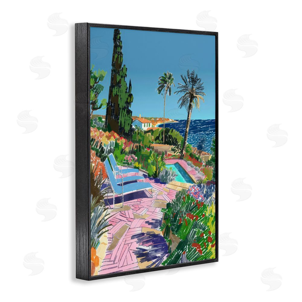 Creative Studio Pool View to Ocean Black Framed Giclee Wall Art