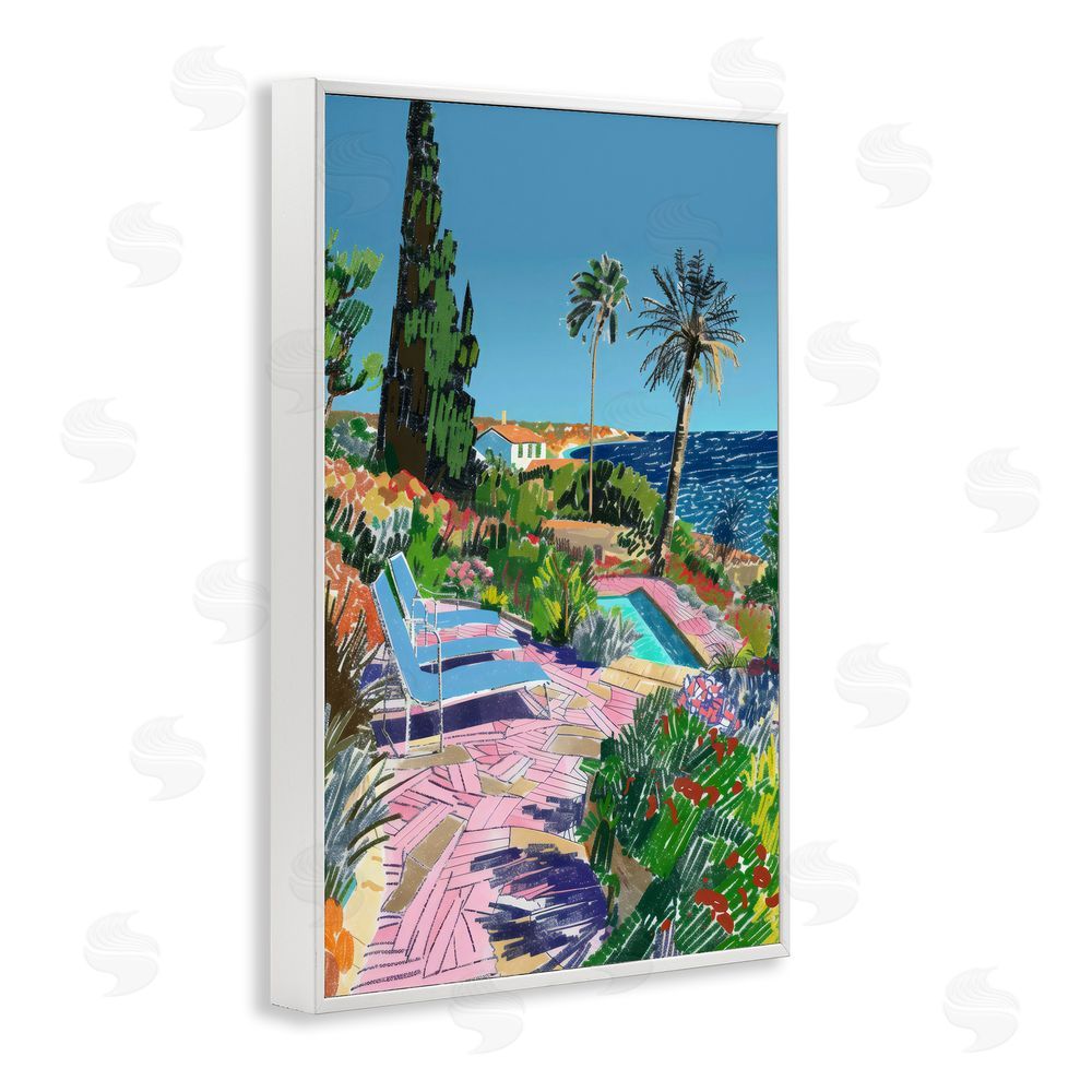Creative Studio Pool View to Ocean White Framed Giclee Wall Art