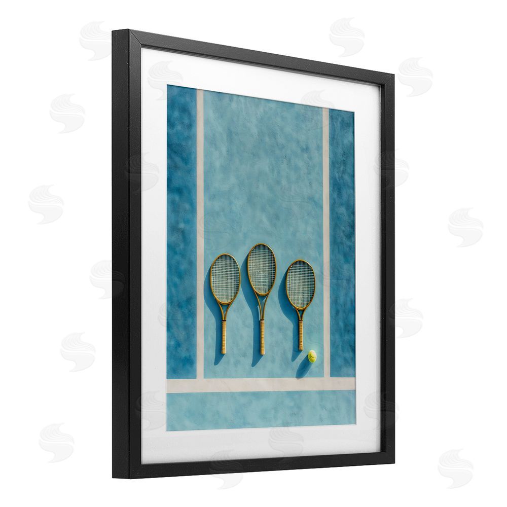 Franklyn Gregory Tennis Racket Trio Black Framed Print Under Glass Wall Art