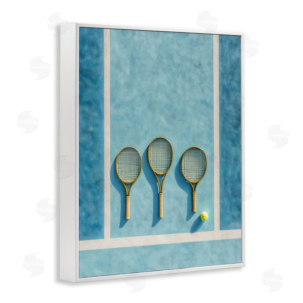Franklyn Gregory Tennis Racket Trio White Framed Giclee Print Wall Art