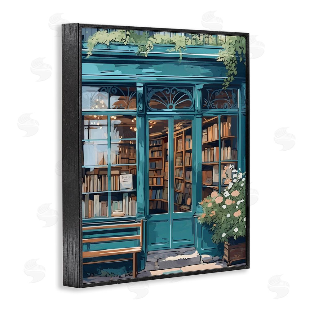LSR Design Studio Book Shop Facade Black Framed Giclee Wall Art Print