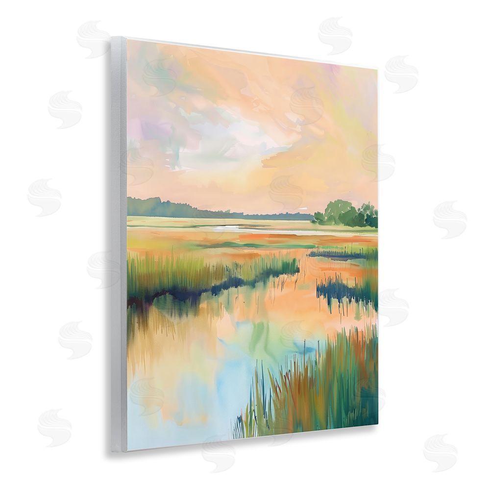 LSR Design Studio Marsh Sunset over Tranquil Stream Wall Plaque Home Decor Art Print
