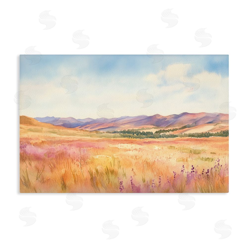 Petal Prints Design Pastel Valley Panorama Stretched Canvas Wall Art