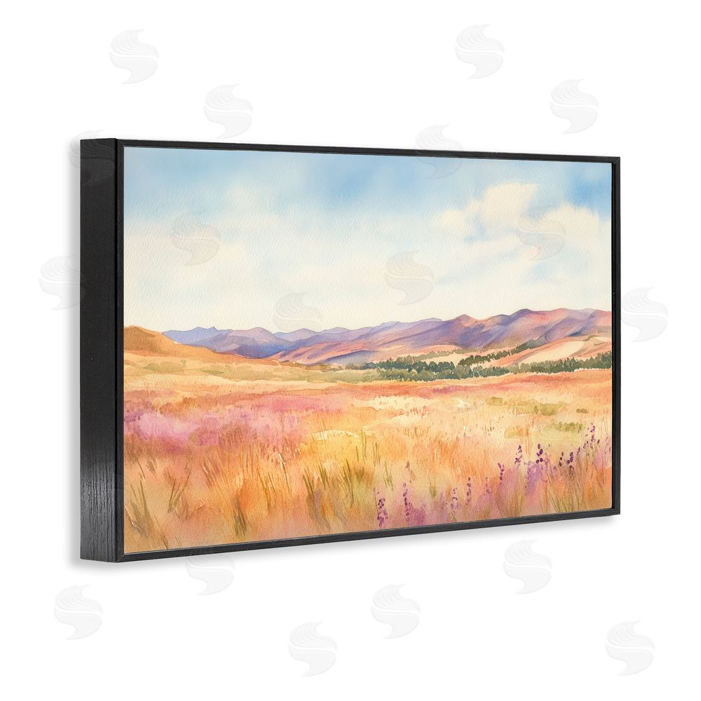 Petal Prints Design Pastel Valley Panorama Black Framed Giclee Wall Art