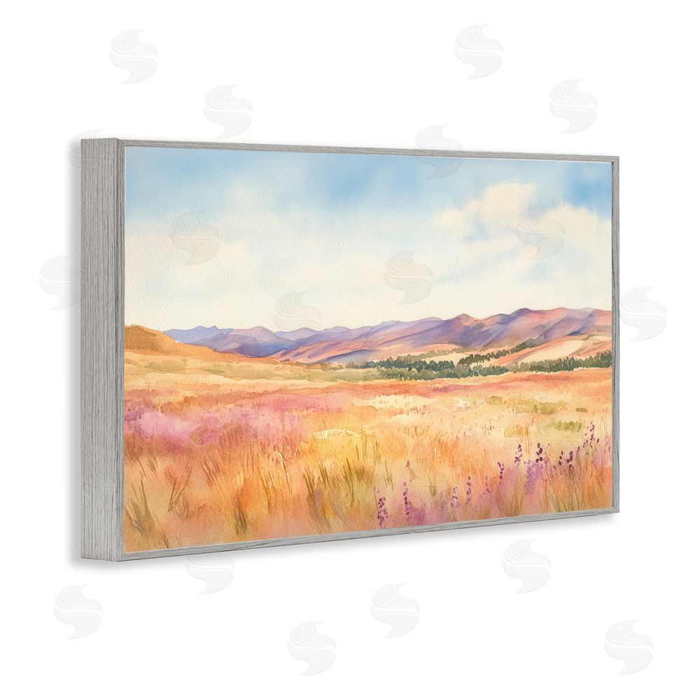 Petal Prints Design Pastel Valley Panorama Gray Framed Giclee Wall Art