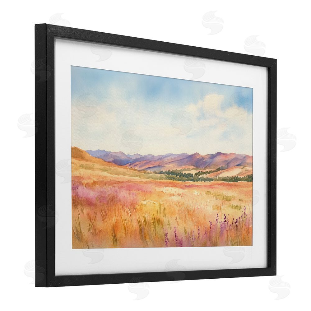 Petal Prints Design Pastel Valley Panorama Black Framed Print Under Glass Wall Art